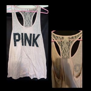 Women’s PINK / Victoria Secret lace pink tanktop